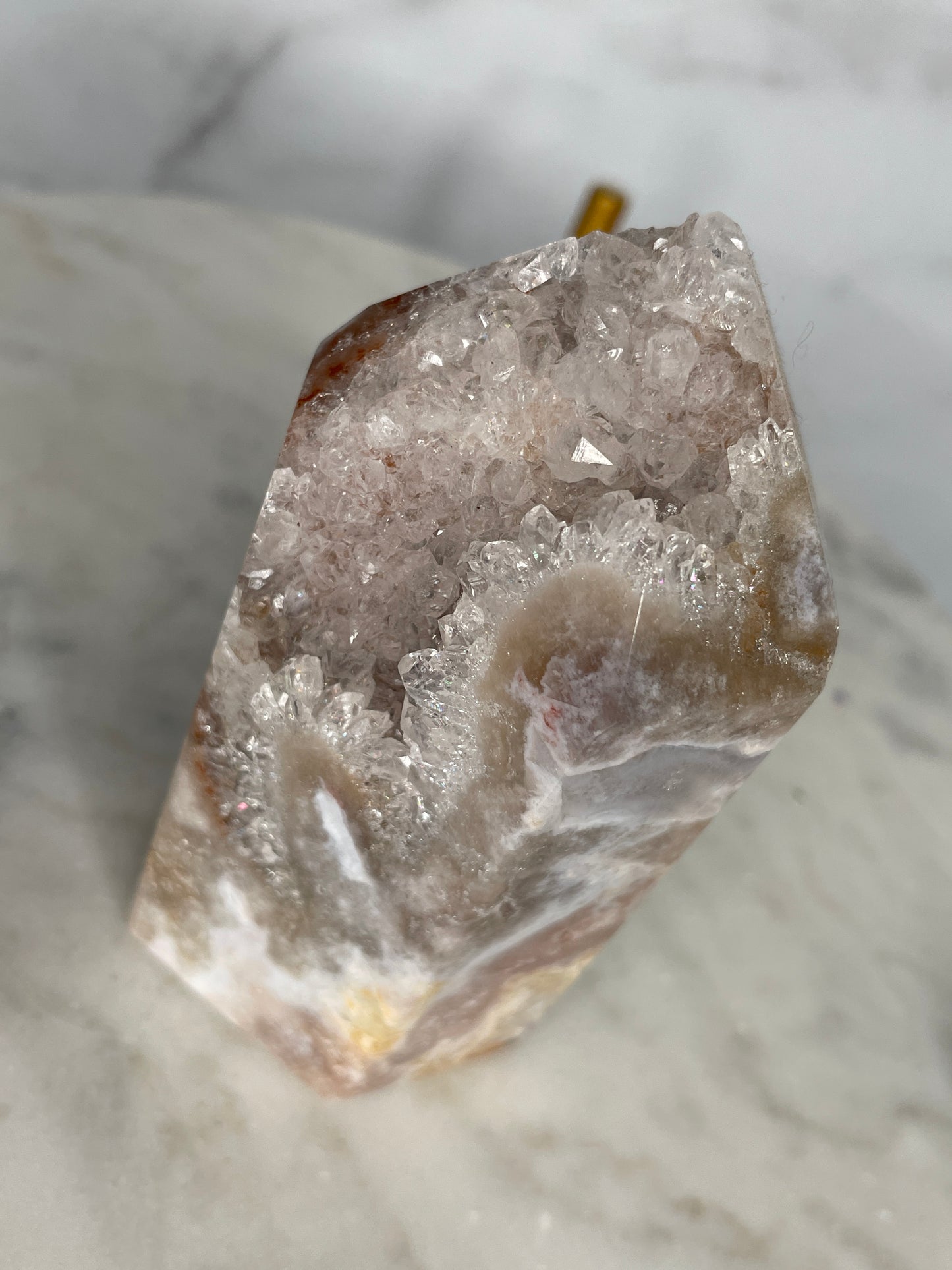 Golden Blue Quartzy Pink Amethyst Tower