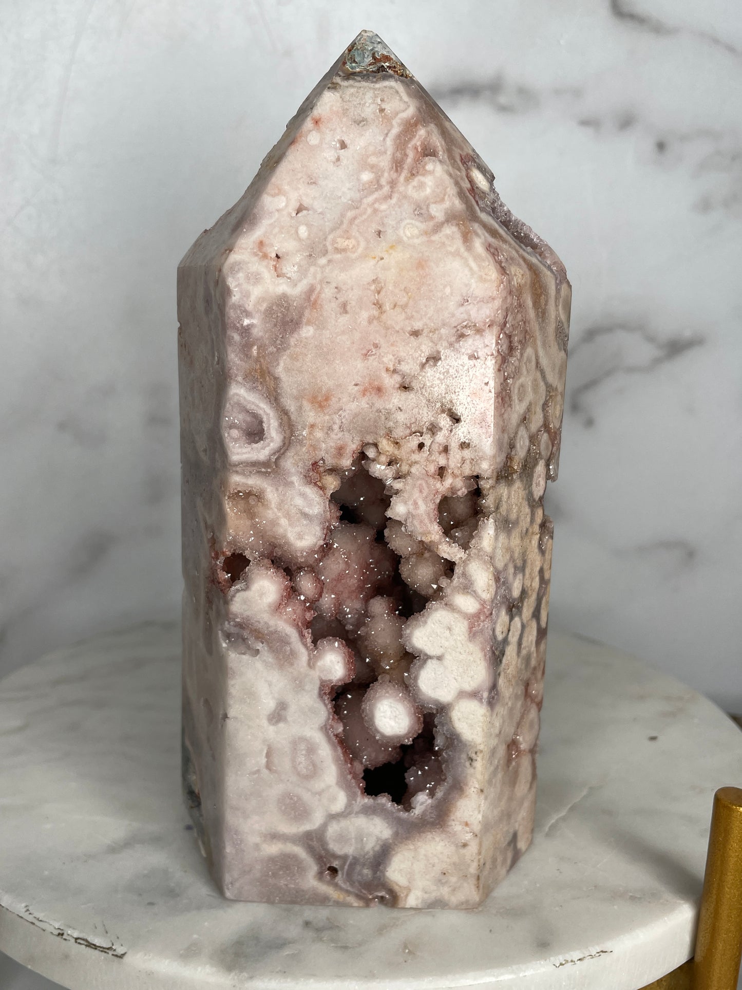 botryoidal Druzy Pink Amethyst Statement Tower