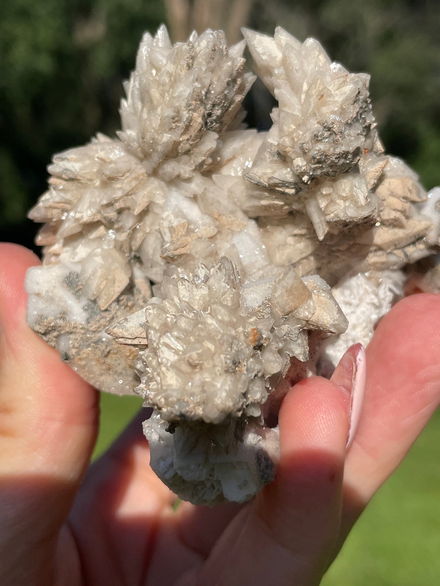 Artisan Danburite Cluster with Feather Caclite Sprays