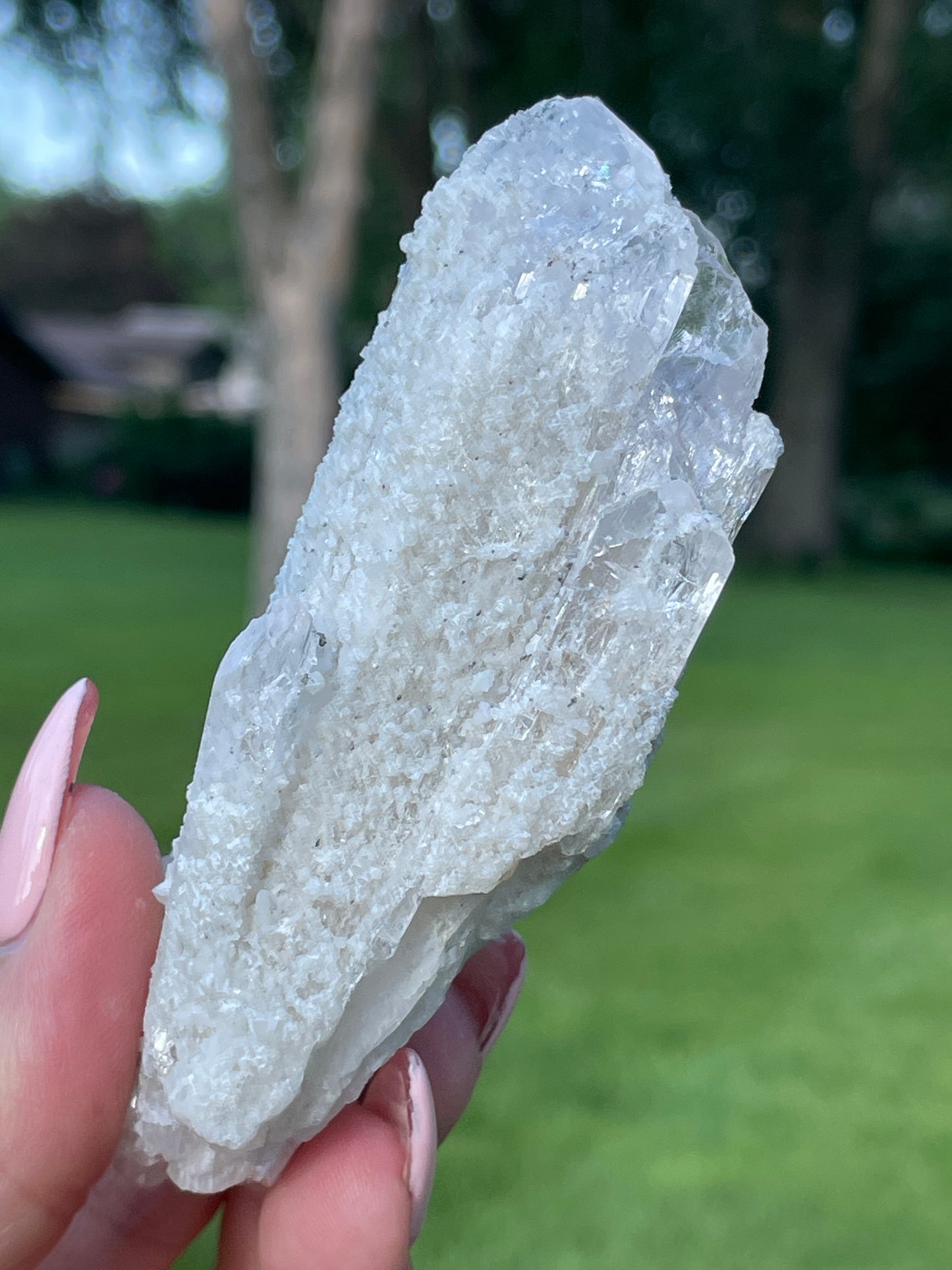 Pink Danburite Cluster with Druzy Quartz Crust