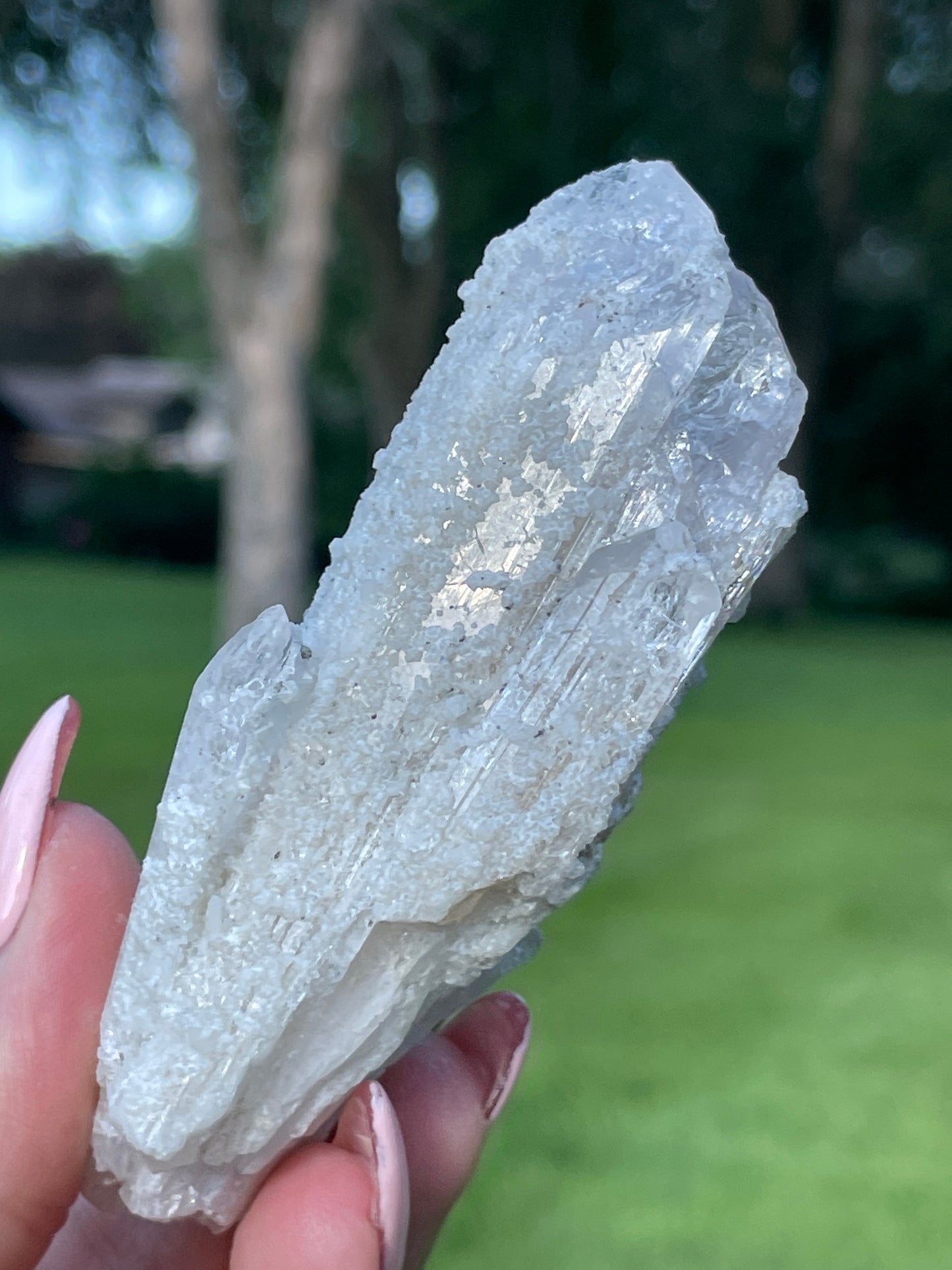 Pink Danburite Cluster with Druzy Quartz Crust