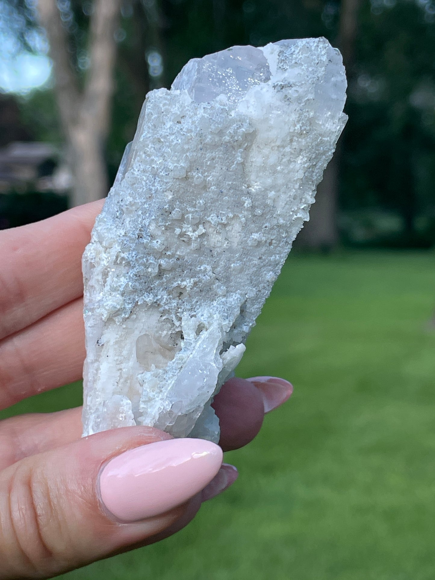 Pink Danburite Cluster with Druzy Quartz Crust