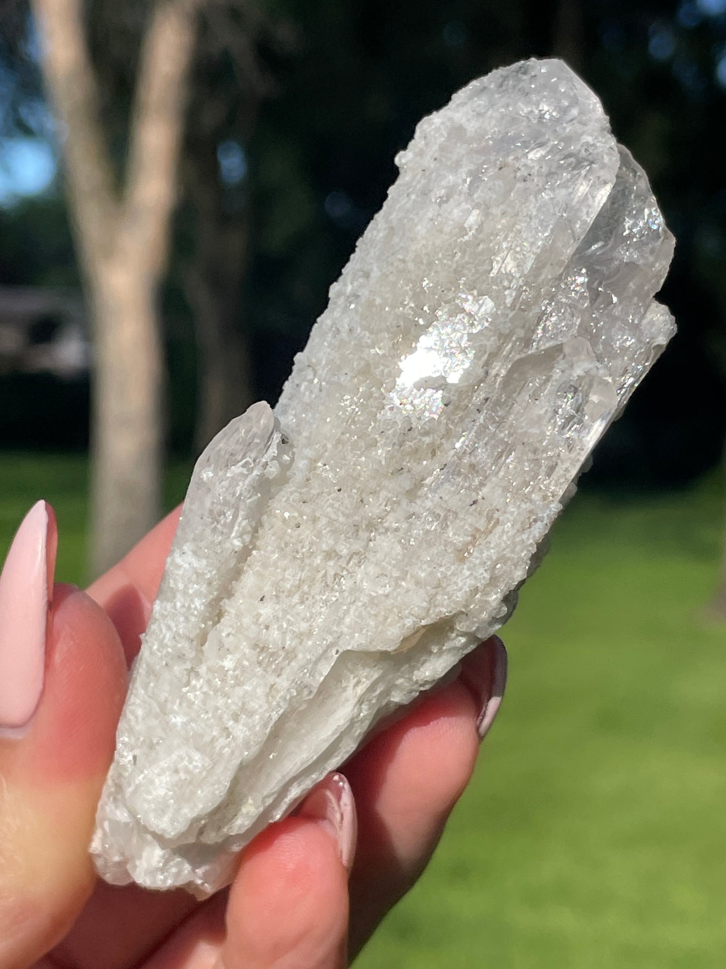 Pink Danburite Cluster with Druzy Quartz Crust