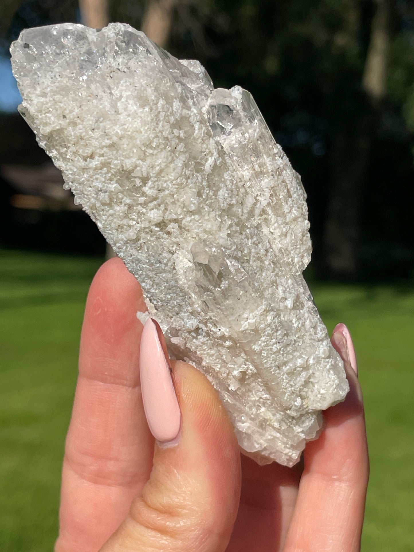 Pink Danburite Cluster with Druzy Quartz Crust