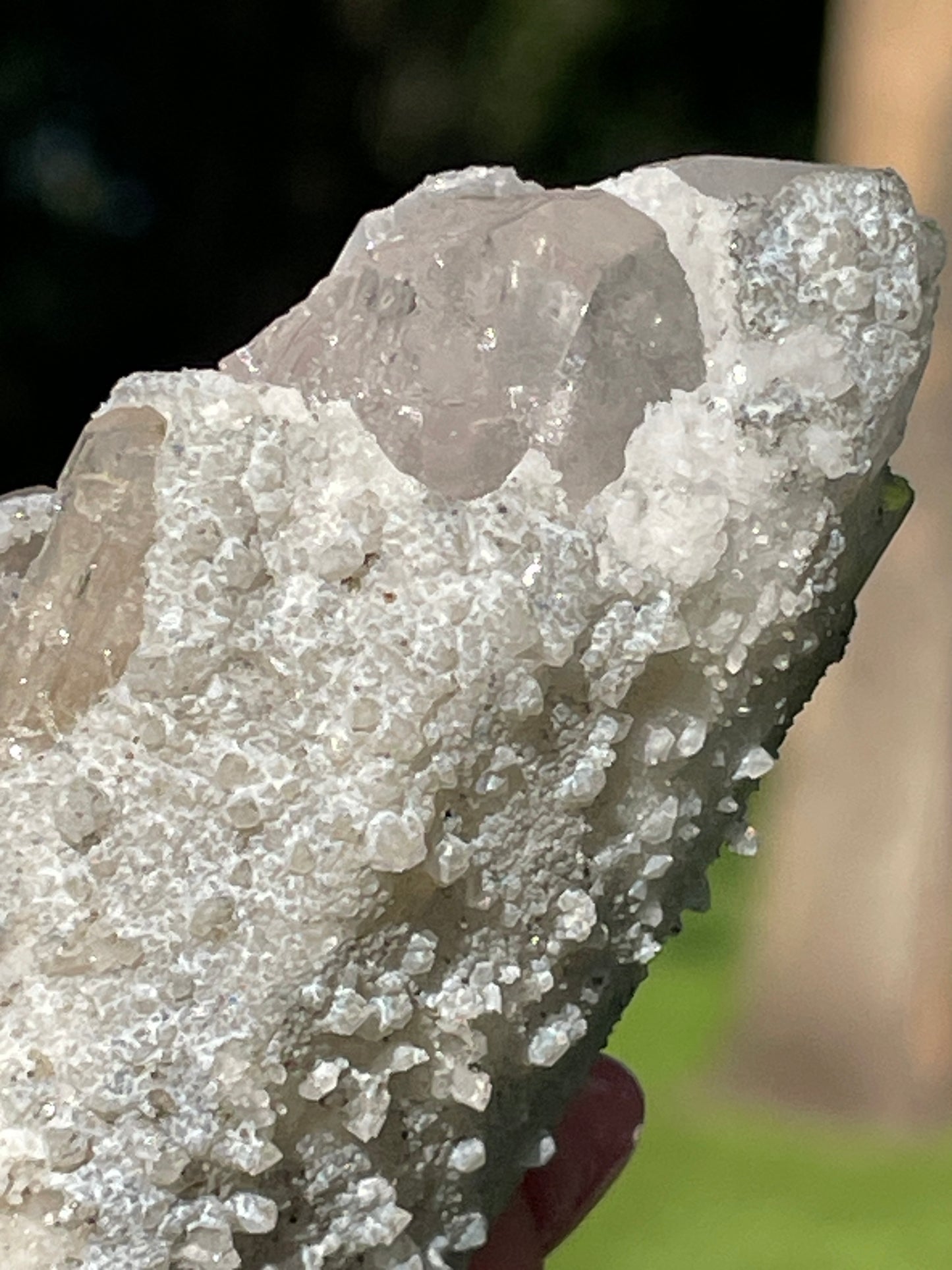 Pink Danburite Cluster with Druzy Quartz Crust