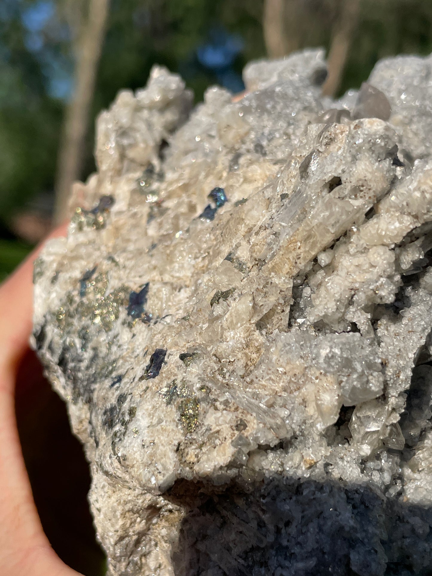 Artisan Sterling Danburite Cluster with Chalcopyrite