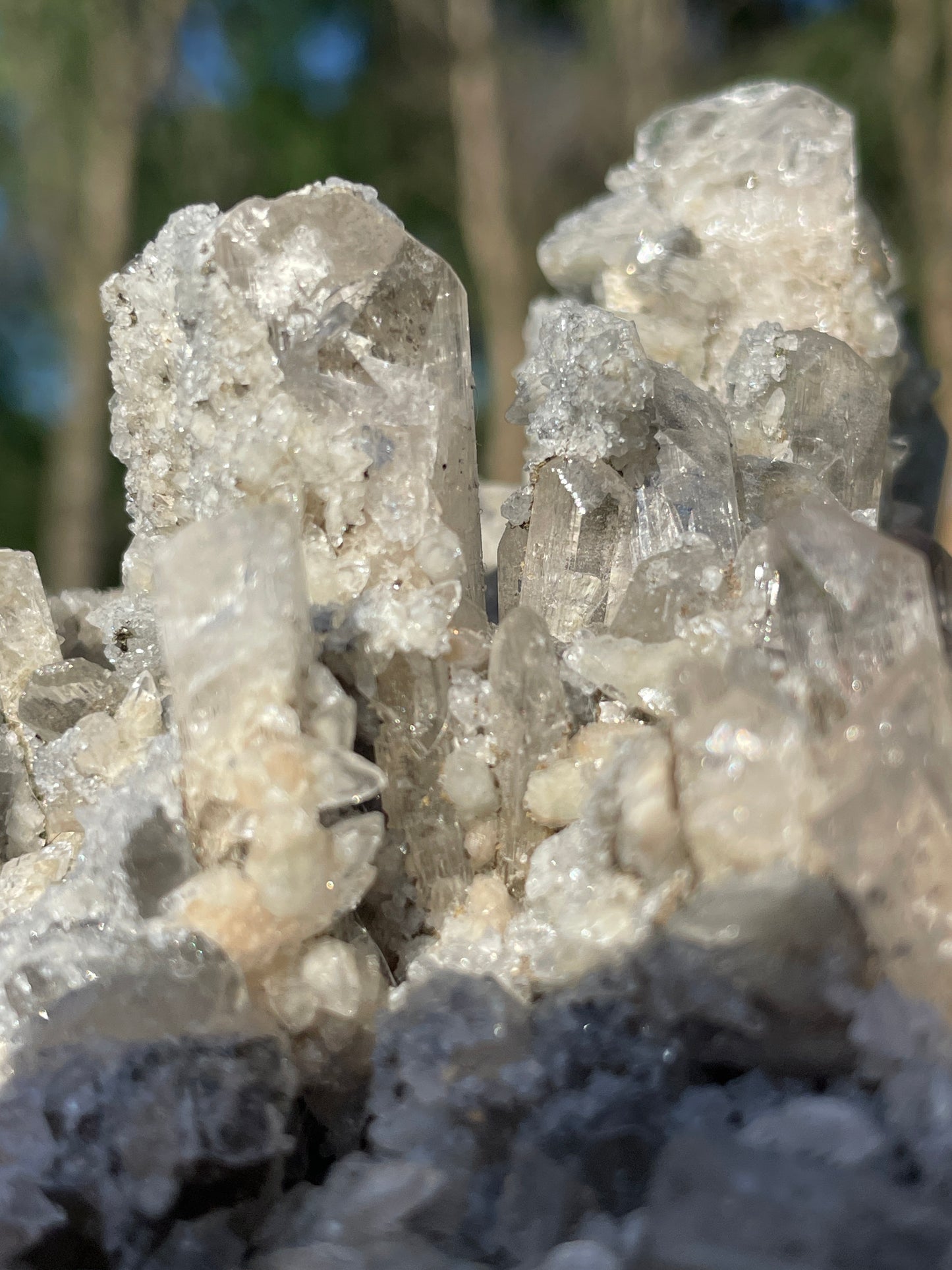 Artisan Sterling Danburite Cluster with Chalcopyrite