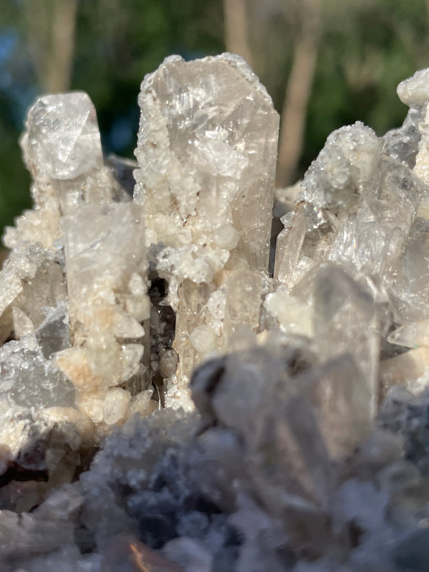 Artisan Sterling Danburite Cluster with Chalcopyrite