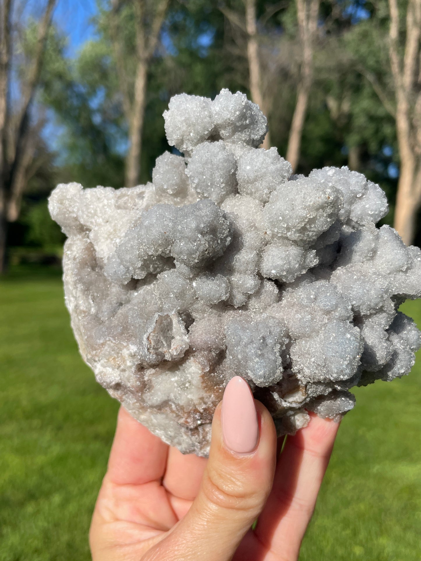 Silver Flowering, Crusted Danburite Cluster