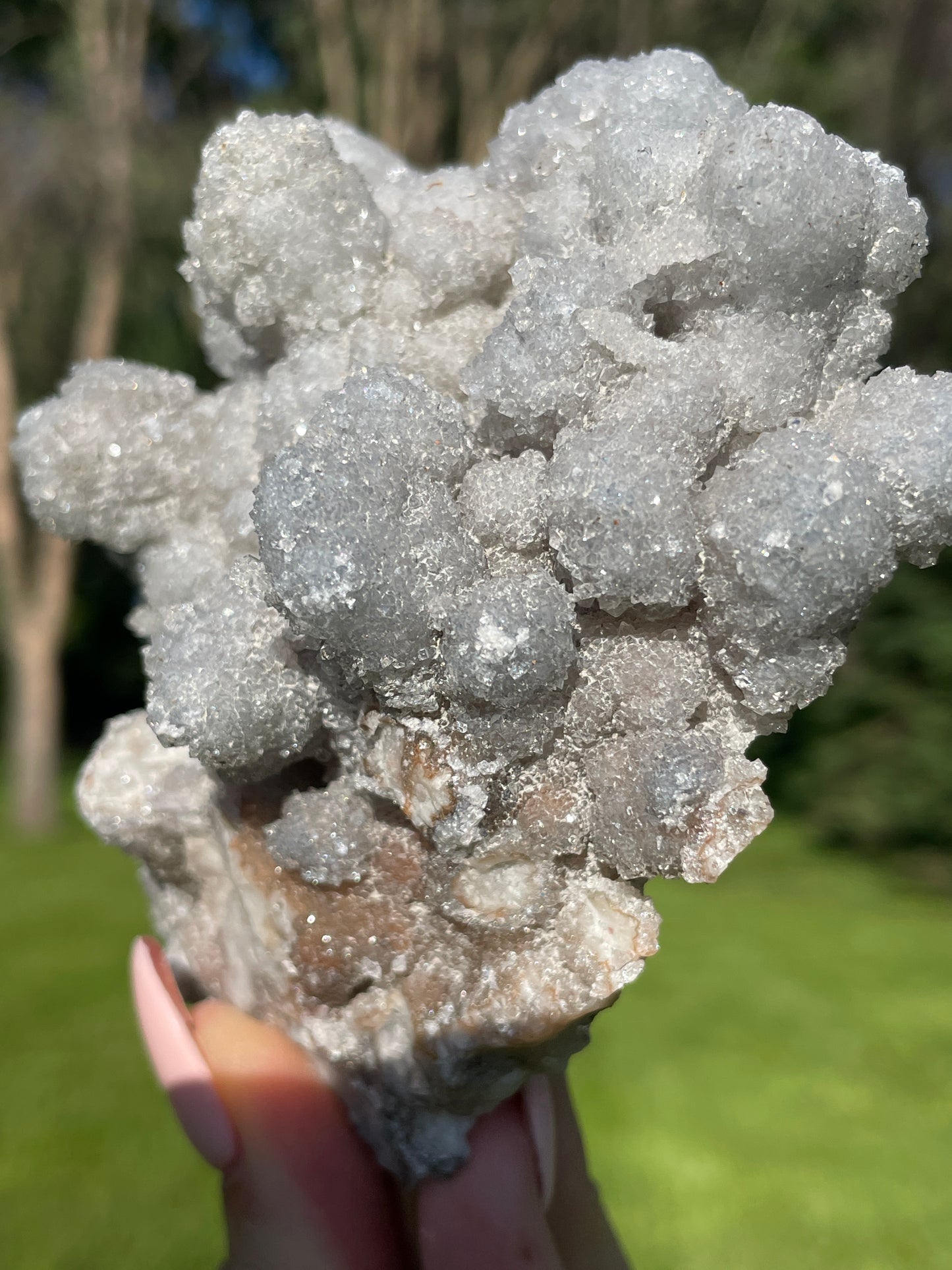 Silver Flowering, Crusted Danburite Cluster