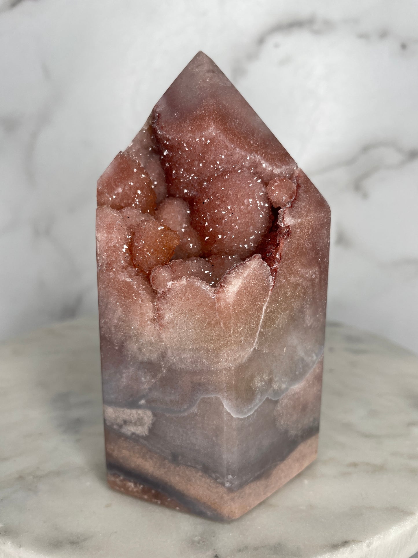 Cool Desert Pink Amethyst Druzy Tower