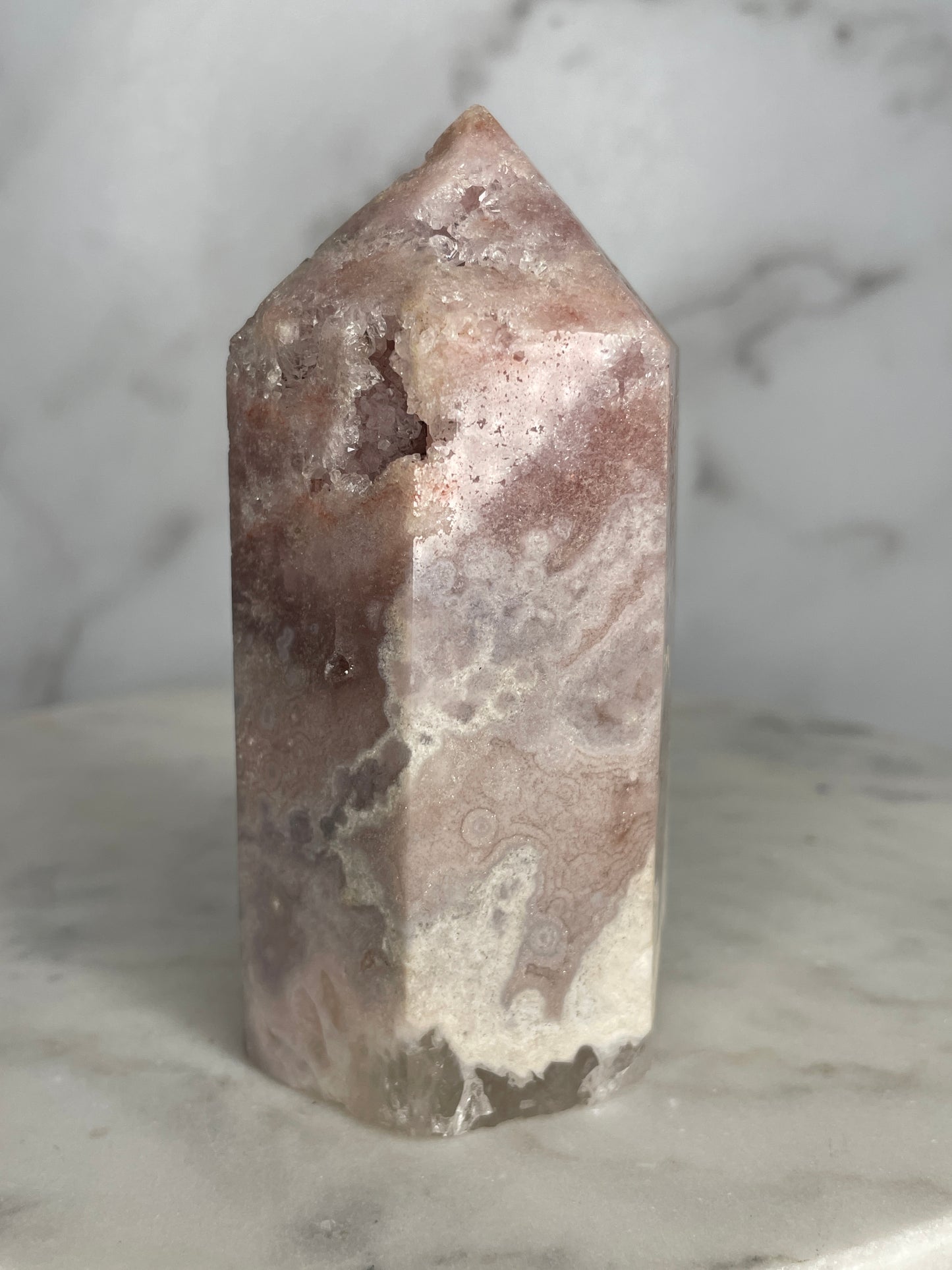 The Mosaic Collection ~ Beautifully Banded Moody Pink Amethyst Tower