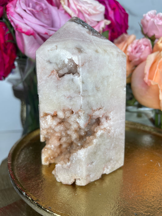 Open Face Druzy Pink Amethyst Tower