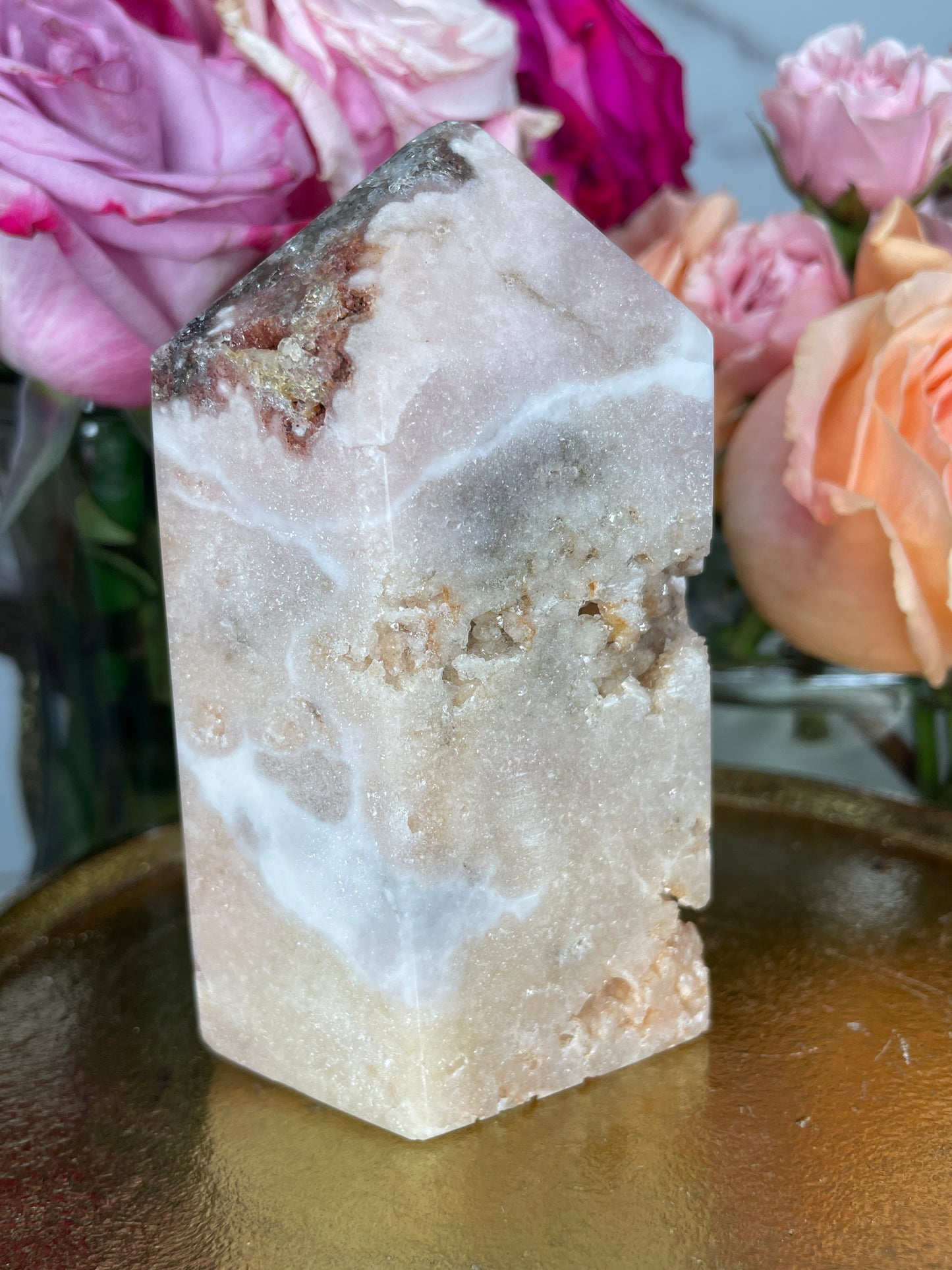 Open Face Druzy Pink Amethyst Tower