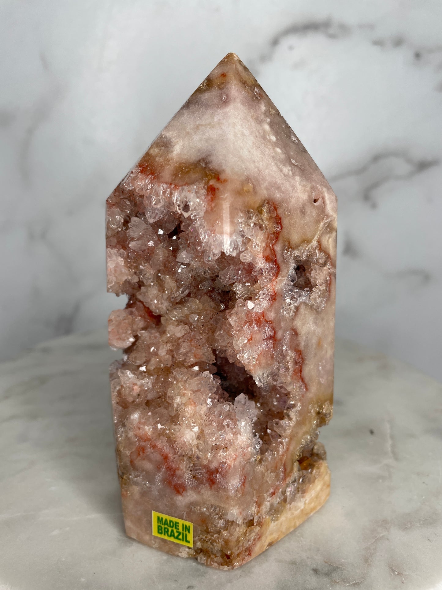 Yellow Label, AAAA Druzy Pink Amethyst Statement Tower