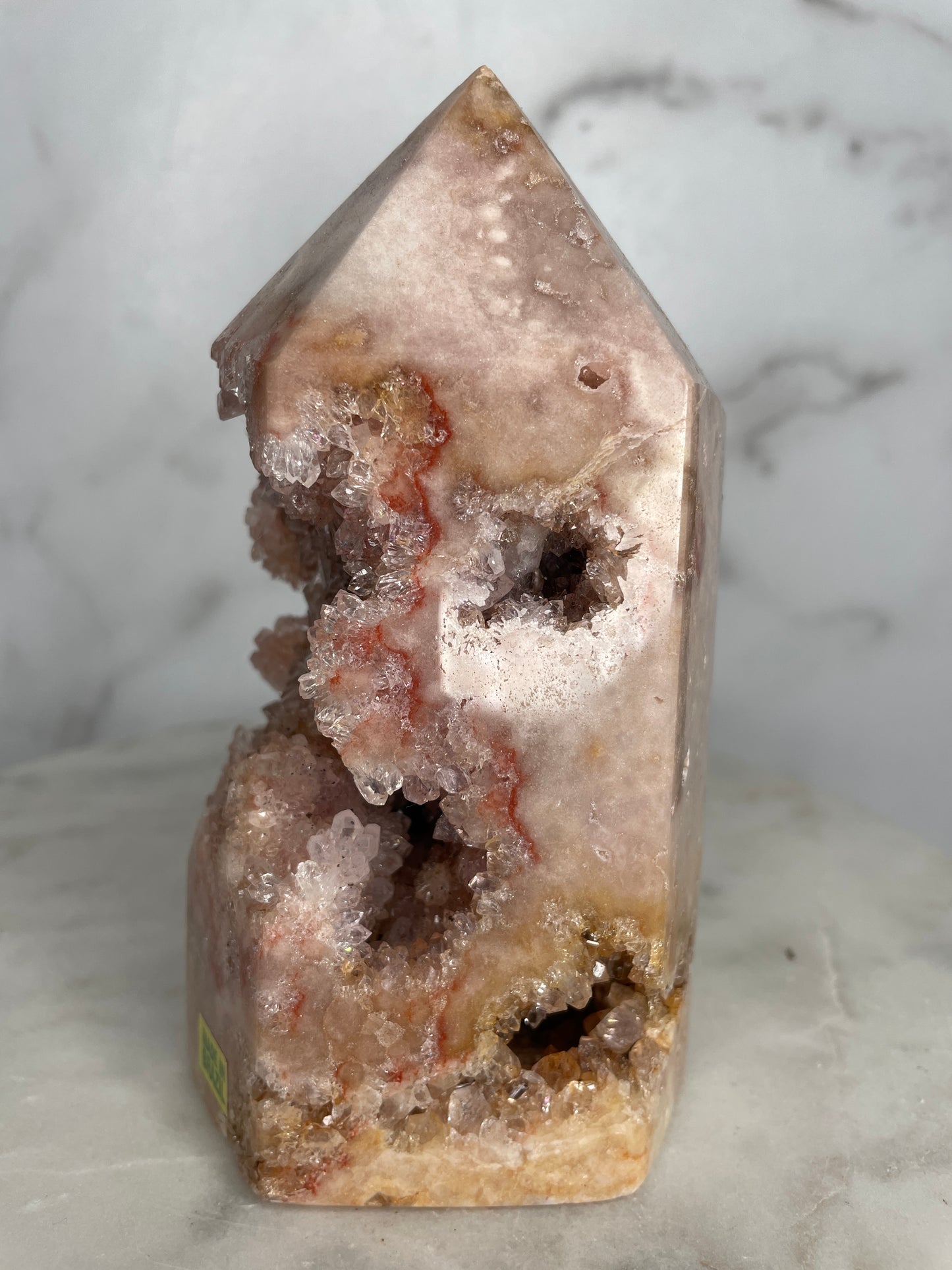 Yellow Label, AAAA Druzy Pink Amethyst Statement Tower