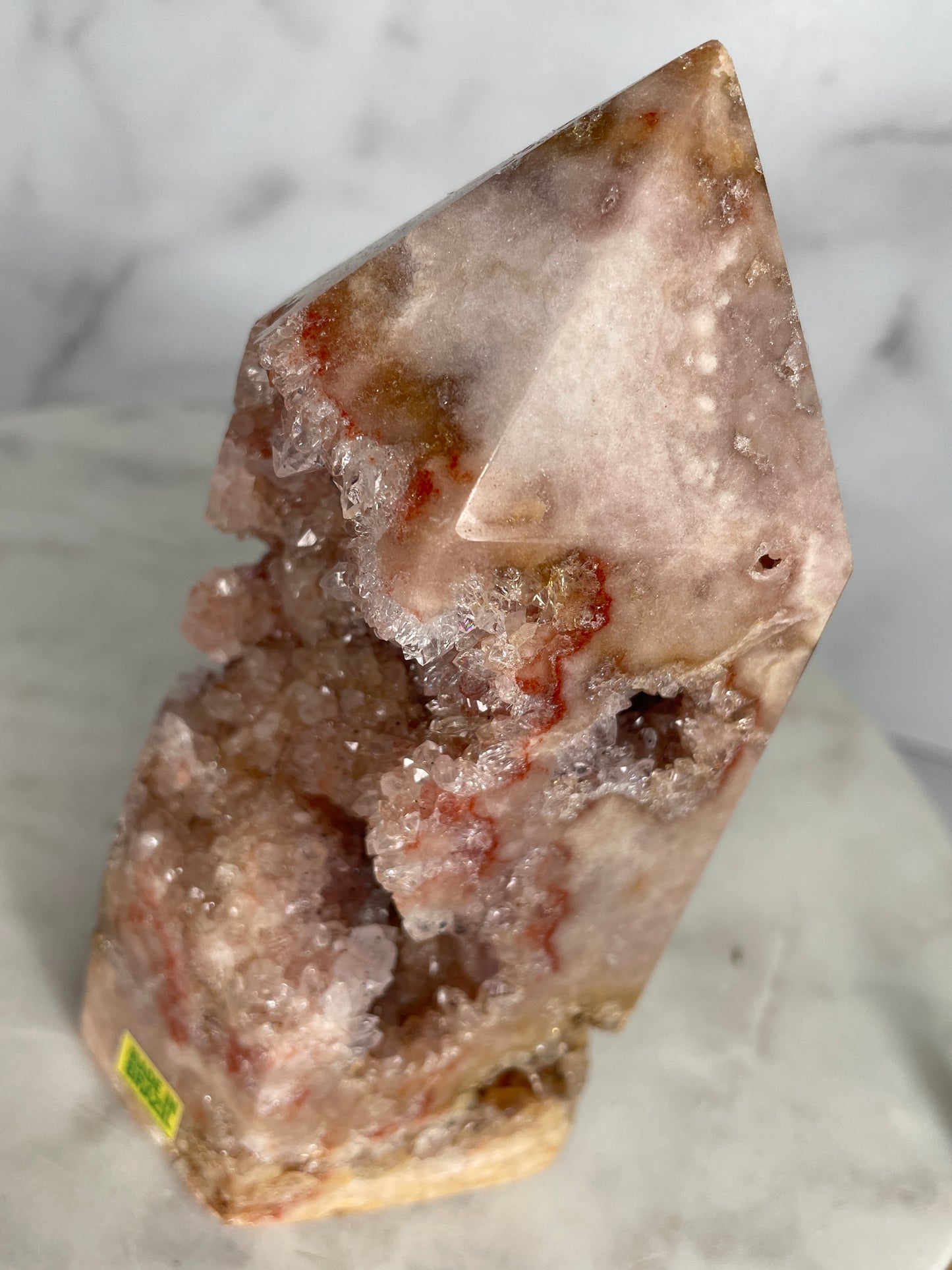 Yellow Label, AAAA Druzy Pink Amethyst Statement Tower