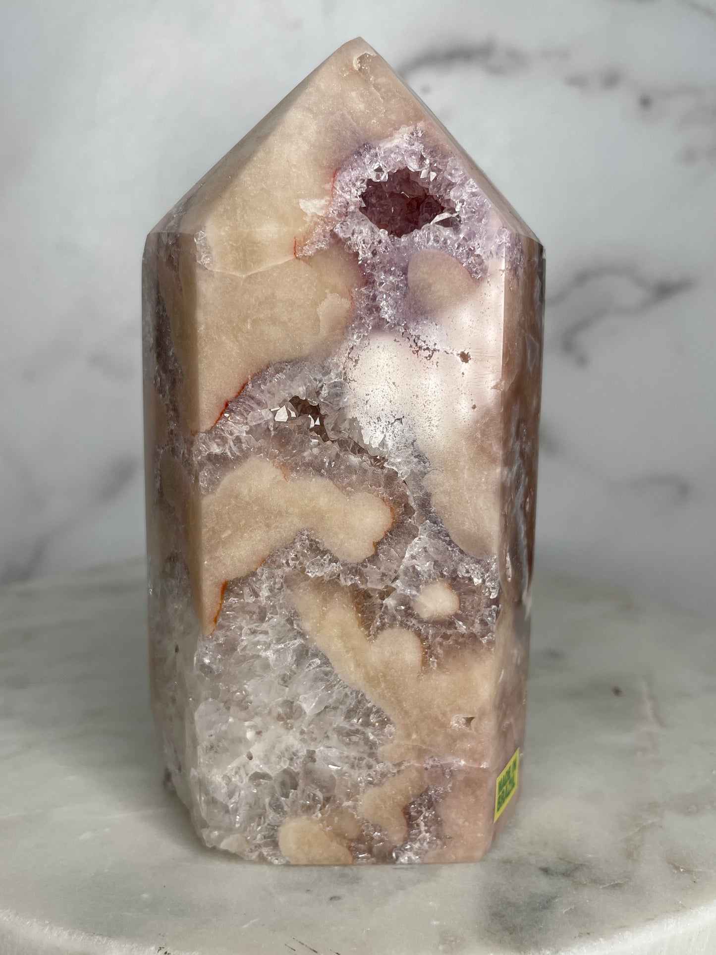 Yellow Label, AAAA, High Polish Quartz-y, Pink Amethyst Tower