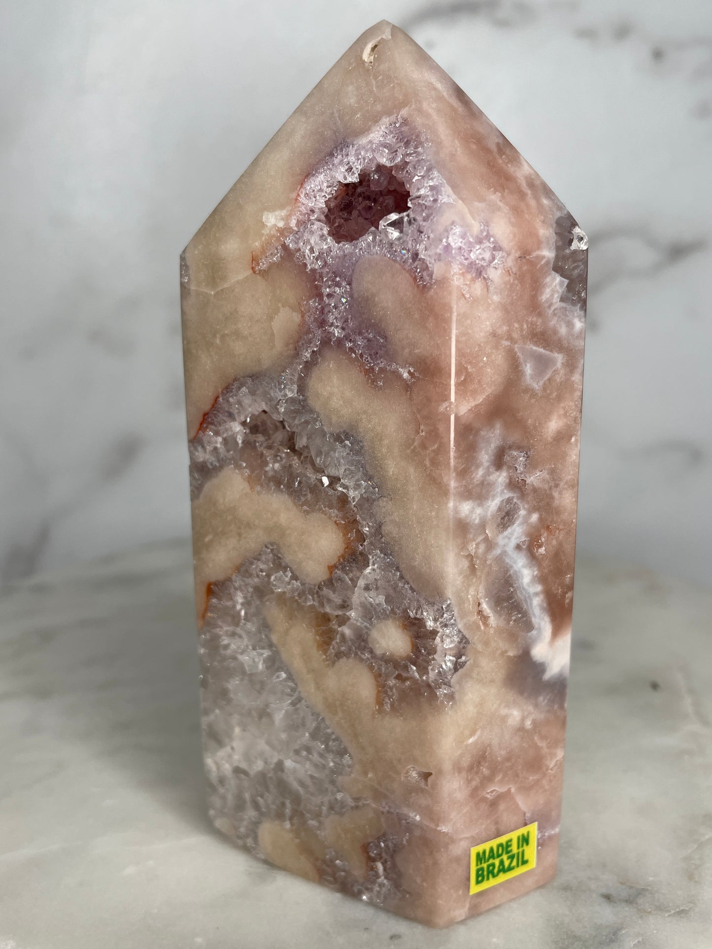 Yellow Label, AAAA, High Polish Quartz-y, Pink Amethyst Tower