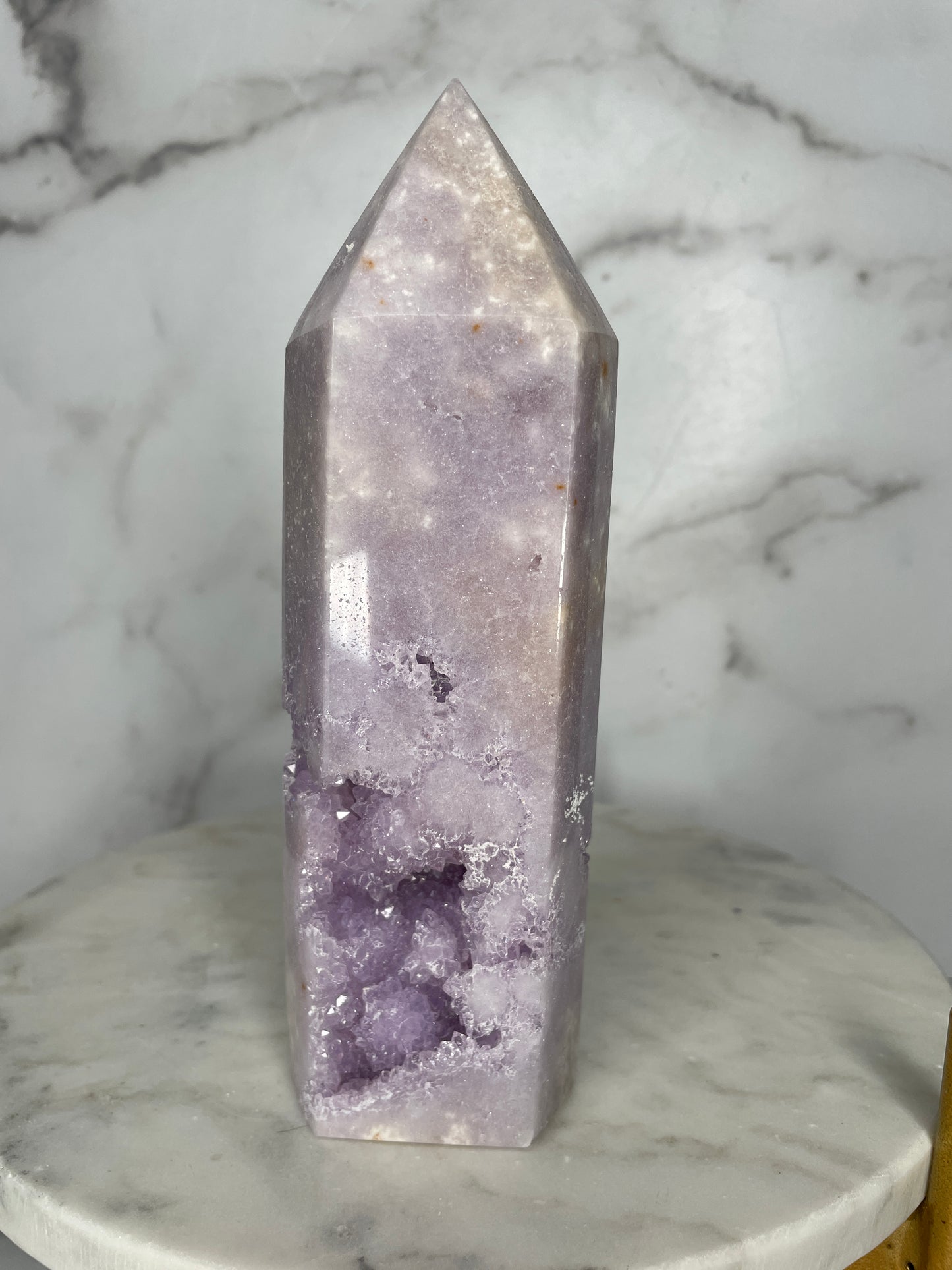 AAA Lilac Druzy Pink Amethyst Tower