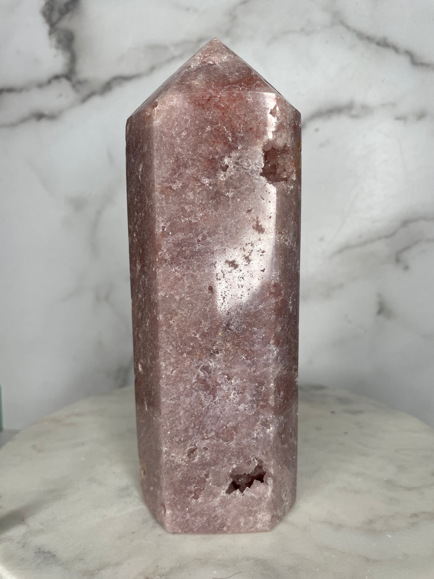 8" Rasberry Pink Amethyst Tower with Jasper