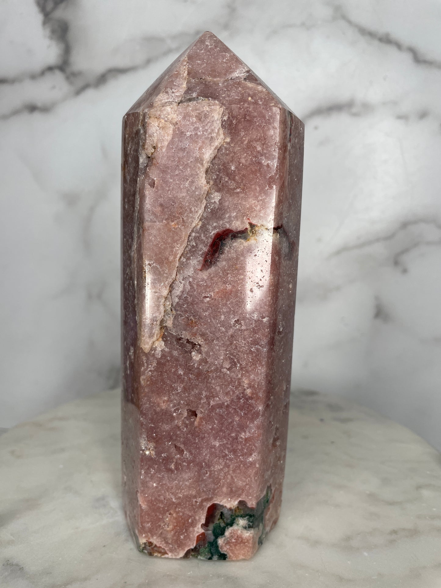 8" Rasberry Pink Amethyst Tower with Jasper