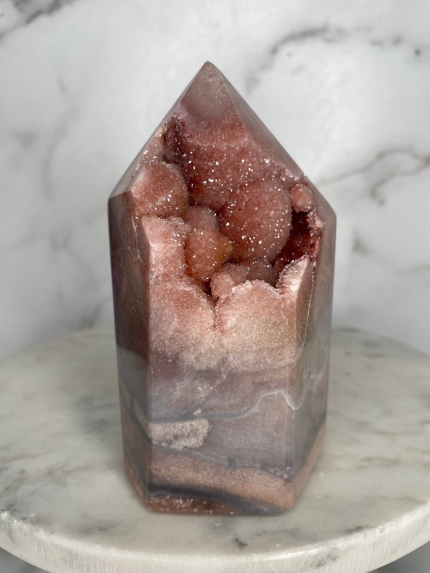 Cool Desert Pink Amethyst Druzy Tower